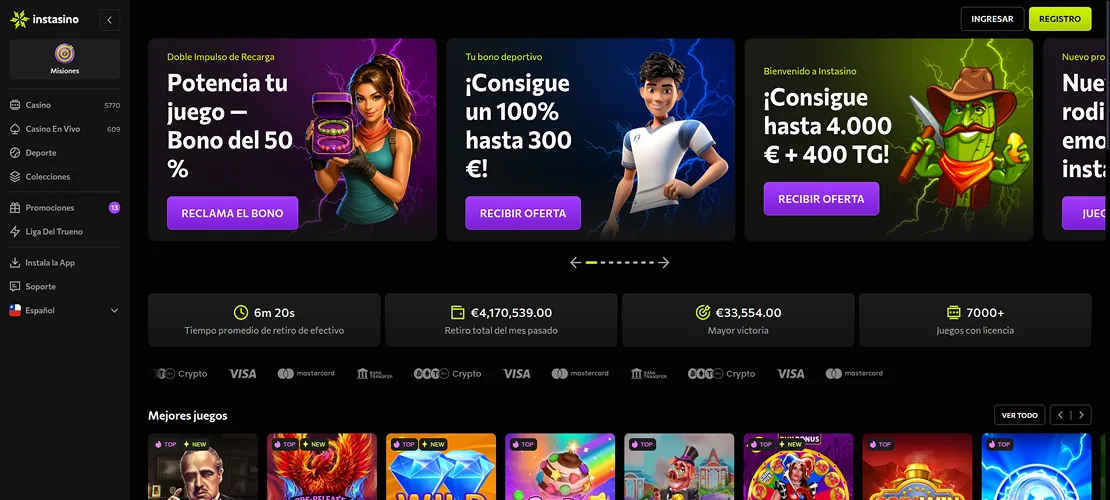 Captura de Instasino casino